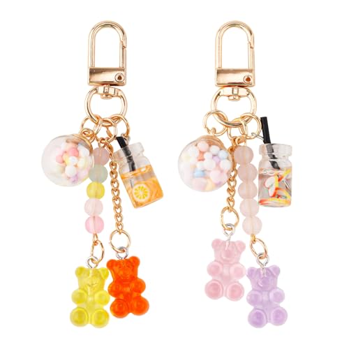 2 Llaveros de Osito de Goma, Llavero Chicas Llavero de Resina Bonitos Accesorios...