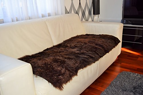 Couvre-lit en fourrure peau d'agneau Chekiang 120x180 cm Marron