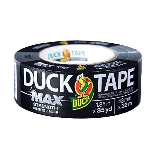 Duck Brand Max Strength Duct Tape, Black, 1-Roll Pack, 1.88 Inch x 35 Yards, 240867