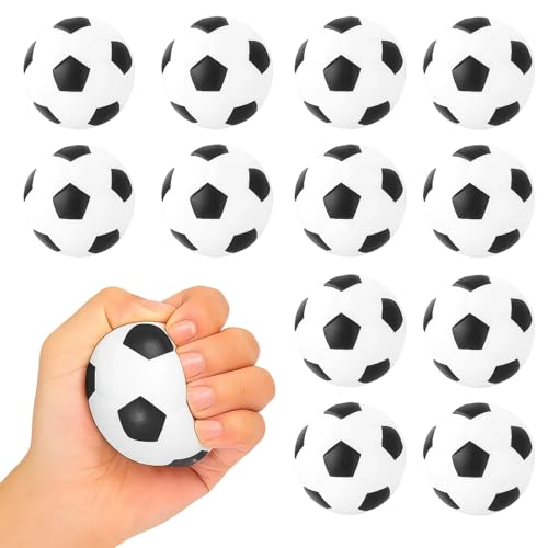 Stressball, Faszinierendes Mini Fussball 12er Set, Effektiver Anti Stress Ball Für Kinder Und Erwachsene Zur Sofortentspannung, Stilsichere Fussball Deko Und Zubehör Für Party