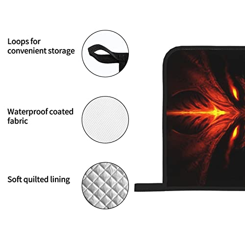 Oven Mitts And Pot Holders Sets Of 4 - Fire Monsters Printed Heat Resistant Bbq Waterproof Oven Gloves For Kitchen Cooking Baking Grilling #TOP3