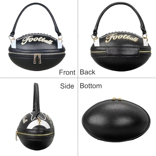 Image of Women Rhinestone Football Shaped Handbag Chain Crossbody Shoulder Bag Football Purse | Rugby, Unique, Novelty, Football