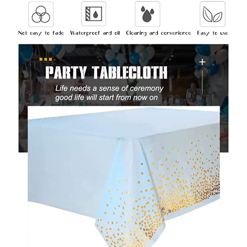 4 Pack Plastic Blue Tablecloth Disposable Pink And Gold Tablecloth For Rectangle Tables 54" X 108" Party Decorations Birthday Thanksgiving Christmas Valentines Wedding Outdoor Bbq Picnic (Blue) #TOP5