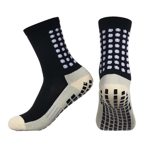 Meias de futebol com aderência antiderrapante – meias esportivas acolchoadas para homens e mulheres – meias esportivas de futebol, basquete, tênis, Preto, Tamanho Único