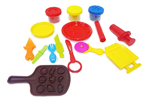 Image of Popsugar Pizza and Pasta Making Pretend Play Dough Set with Accessories Toy for Kids, Multicolor
