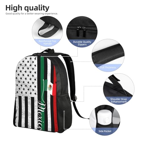 Mexican American Flag Cinco Mexico Flag USA Flag Backpack Simple Leisure Travel Backpack Outgoing Daypack 16 inch4