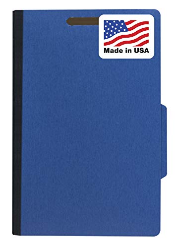 The File King Pressboard Classification Blue Partition File Folder | Legal Size - Box Of 10 | Two Dividers | Six 2” Durable Fastener Prongs | 2/5 Cut Top Tab | 2” Expansion #TOP6