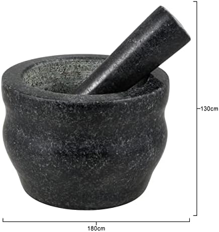 Cole and Mason H100379 Worcester Black Pestle and Mortar| Spice Grinder/Herb Grinder | Granite | 180 mm | Large Pestle and Mortar Set | 2 Year Guarantee