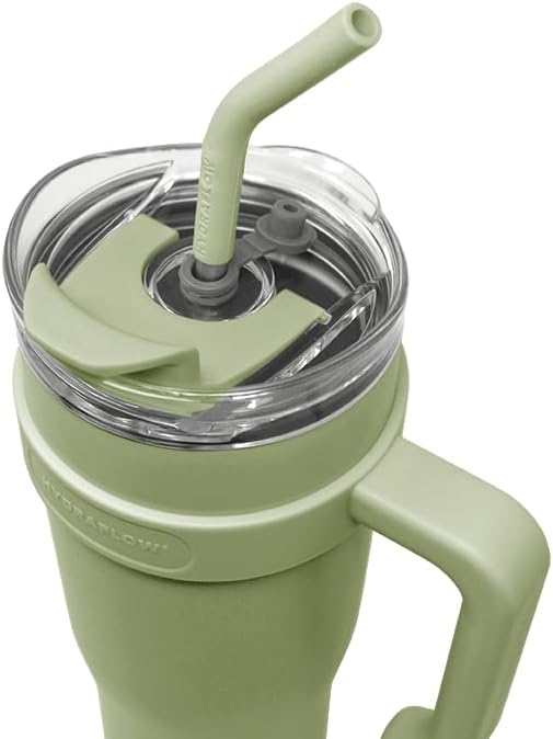 HYDRAFLOW Re-Steel Capri Water Bottle: 40oz Triple Wall Vacuum Insulated, Recycled Stainless Steel, Leak Proof, BPA-Free, w/Flip Straw – Perfect for Sports, Travel and Hydration - Harmony Leaf - Image 3