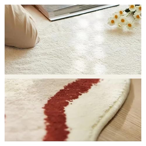 Tapis ovale luxueux beige à rayures design haut de gamme - 8