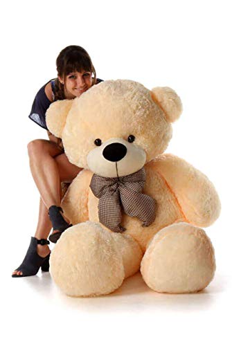 HUG 'n' FEEL SOFT TOYS Soft Toys Long Soft Lovable Huggable Cute Giant Life Size Toy Child Safe Best for Birthday Gift Valentine Gift for Girlfriend 4 FEET Cream Plush & Stuffed Toys