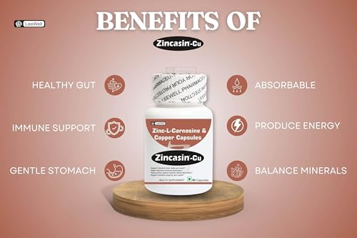 Image of Zincasin -CU contains Zinc L carnosine with Copper Supplement | Support Leaky Gut Care, immunity, Stomach Ulcer & Mucus Membrane layer Protection Supplement - 60 Capsules
