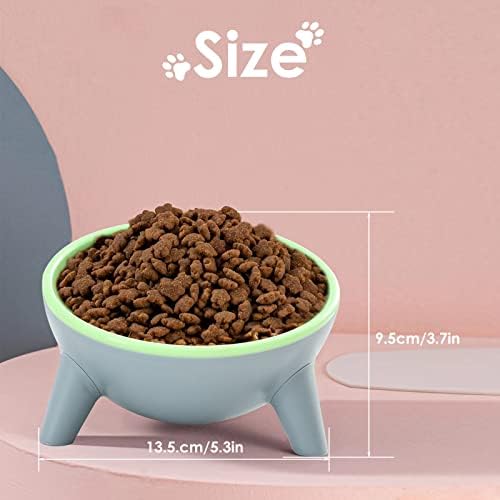 KitchenRaku Raised Cat Bowl, Cat Food Bowl for Protecting Cat Neck, Elevated Cat Water Bowl 15° Inclined with Stand Tilted, Cat Feeding Bowl for Kittens, Little Dogs, Puppies