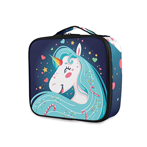 Sac cosmétique licorne à compartiments modulables pour maquillage - 2