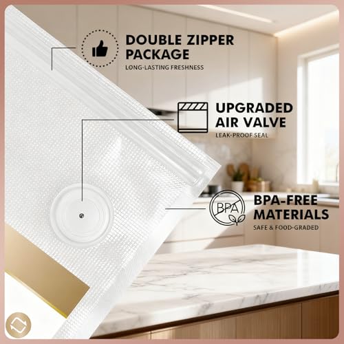 image for AOSKI Reusable Vacuum Sealer Bags for Food: 20Pcs BPA-Free Vacuum Seal