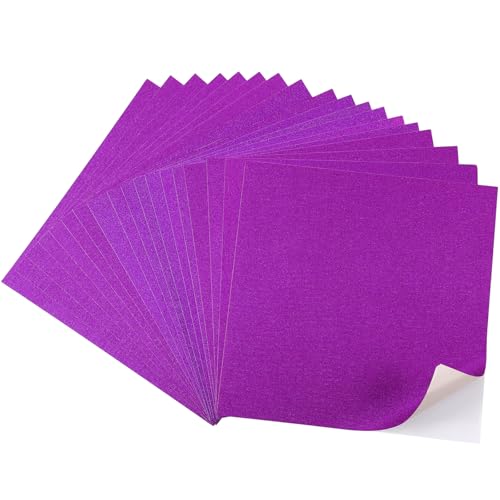 Dunzoom 18 Sheets Purple Glitter Cardstock Sticker Paper 11.6" x 11.6" Self Adhesive Heavyweight Sparkly Construction Paper for Back to School Scrapbooking DIY Craft - Image 9