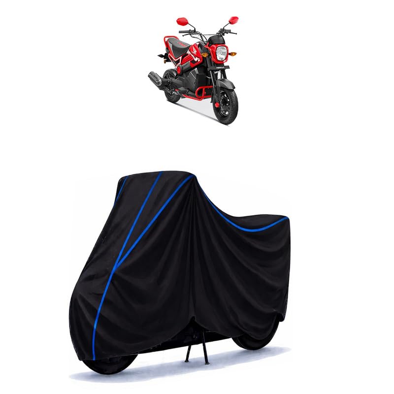 Image of Navi CBS Bike Cover Water Resistant Universal Motorcycle Rain | Heavy Duty UV Protection, Dust, Scratch Indoor Outdoor All Weather with Black Blue Piping Elastic
