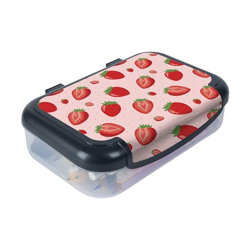 ZIPIT Recycled Plastic Pencil Box for Girls Large Capacity Pencil Case for School Durable Stationery Organizer Box Strawberries
