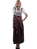 Bluse und Schürze inklusive Alpenmärchen 3tlg. Dirndl-Set - Trachtenkleid, Bluse, Schürze, Gr. 40, braun - ALM746