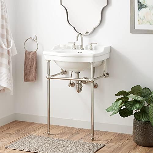 Signature Hardware 480505 Cierra 24-1/4" Vitreous China Console Bathroom Sink with 3 Faucet Holes at 8" Centers