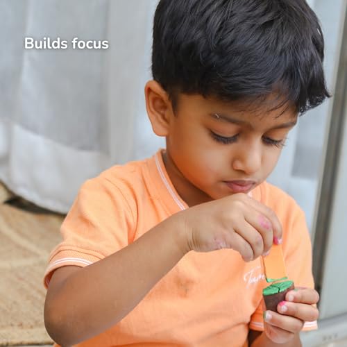Image of Wooden Stamp Art Fruits for Kids 3+ Years, 4 to 8 Years | DIY Art & Craft Toy with Wooden Stamps | Montessori Inspired Educational Toy | Non Toxic | Handmade in India | Screen Free Toy