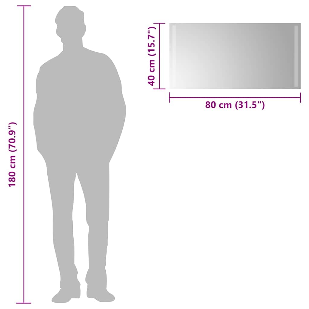 LED Badspiegel 80x40 cm Glas mit Beleuchtung IP65, USB Anschluss für Badezimmer, Kosmetikspiegel mit Aufhängung, für Flur Bad Rasur und Schminktisch