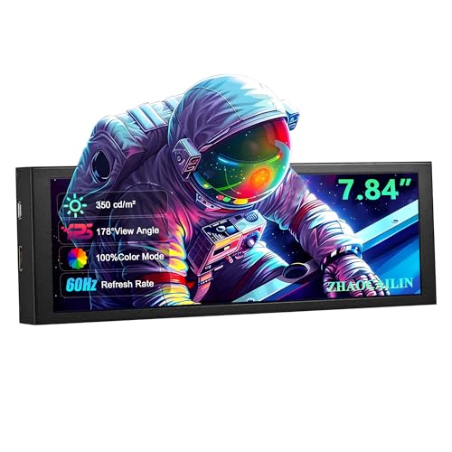 ZHAOCAILIN 7.84 Inch HD Mini Monitor 1280x400 IPS Stretched Bar LCD Display with Casing for macOS...
