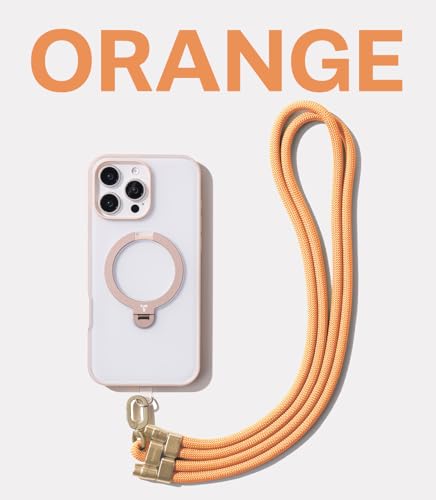 TORRAS Handykette Universal Verstellbar Handyband zum Umhängen aus doppeltem Nylon-Seil Robust Angenehm Lanyard Handy Umhängeband mit Metallschnalle Haltbar Orange