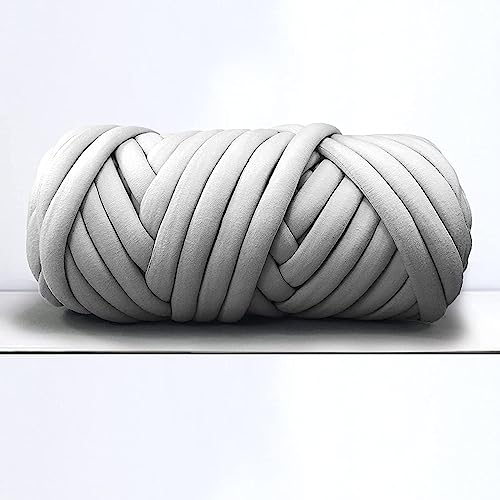 Giant Arm Knitting Chunky Yarn for Braided Knot Throw Blanket, Jumbo Chunky Ya rn Twist Tubular Y ar n Soft Extra Thick Ya rn, Fluffy Bulky Weave Craft Crochet (Light Grey 1.1 lb) by 404Plus - Used condition - US$19.32