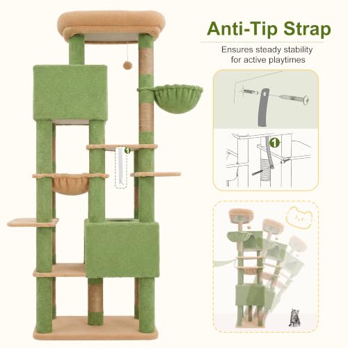 Image of Heybly Cat Tree, 76-Inch Tall Heavy Duty Cat Tower for Big Cats HCT039GY