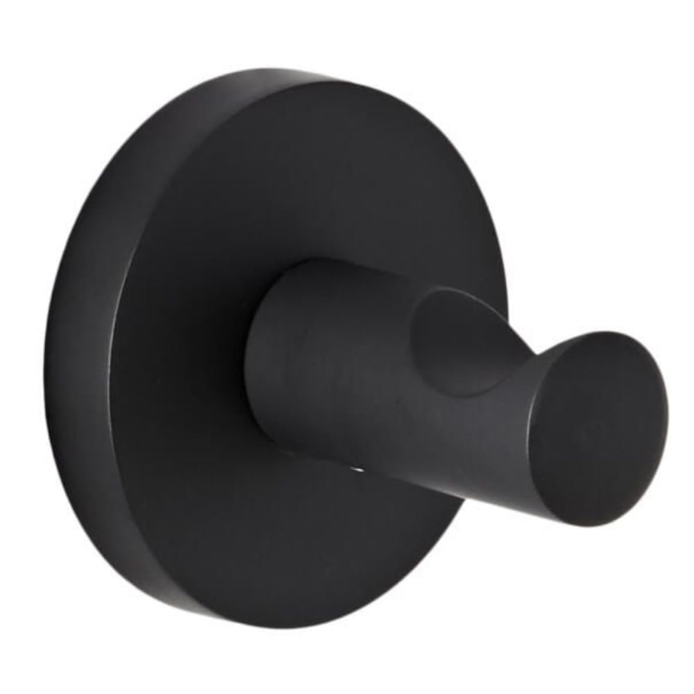 Milano Black Nero Bathroom Single Wall Mounted Bath Robe Towel Hook Holder