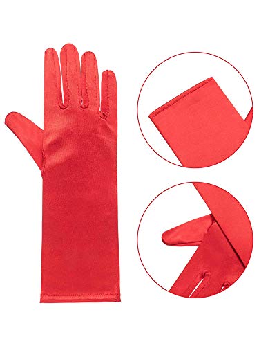 Zhanmai 6 Pairs Princess Gloves for Girls, Kids Dress Gloves Toddler Satin Princess Glove for 3-8 Year Old Little Girls Tea Party, Wedding, Formal Pageant, Halloween Costume Party, 6 Colors3