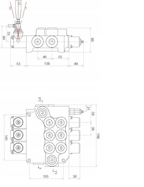 Handsteuerventil Handhebelventil Hydraulik 80L 3-fach für 2xDW 1xEW Zylinder