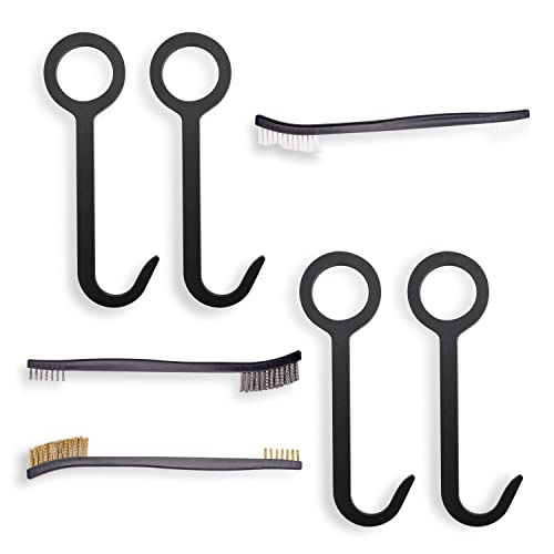 4 Pack Steel Target Hanger Set with Gun Cleaning Brushes - Forest & Twelfth Metal Hooks for Steel Shooting Targets, Must-Have Target Holders for Shooting Ranges