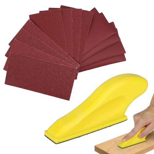 Micro Detail Sander Kit with 50 Pcs Sand Paper,3.5 x 1 Inch Wet Dry Detail Sandpaper, Finger Sander for Car, Walls, Detail Corner, Sanding and Polishing (60/80/120/180/240 Grit)