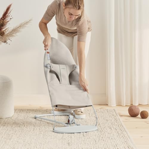Image of BabyBjorn Bouncer Bliss, Light Beige, 3D Jersey | 2-in-1 Adjustable Baby Bouncer Seat and Toddler Chair, Newborn to Toddler (8-29 lbs), 4 Positions, Lightweight & Portable