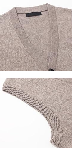 Rivccku Cashmere Sweaters for Men's Cardigan100% Pure Cashmere Sweaters V Neck Cable Casual Tanks Winter Knit Sleeveless3