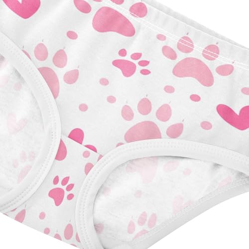 Artistic Toddler Underwear Custom 2t Cotton Little Girl Panties Light Pink Paw Prints Hearts White Briefs Undies Kids4