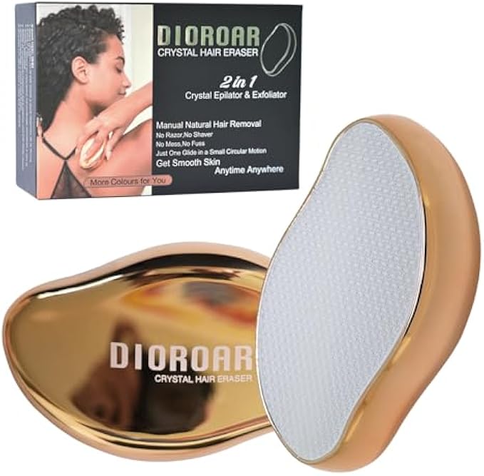 Crystal Hair Eraser,Upgrade Crystal Hair Remover,Physical Nano Glass Hair Removal Device,Painless Epilator and Exfoliator for Quick Soft Silky Skin(Black)