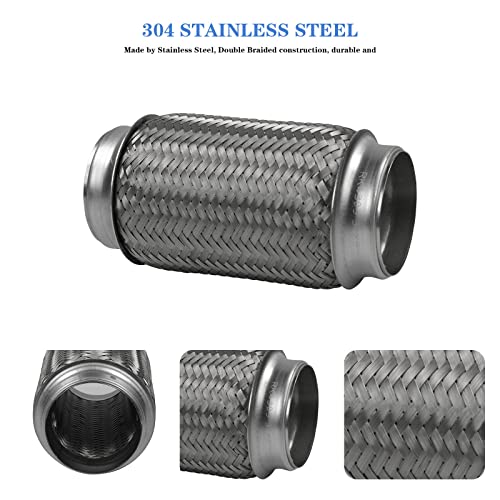 Image of Exhaust Flex Pipe 3 inchx8 inch Heavy Duty Stainless Steel 8 inch OL | RK7522, RP Remarkable Power