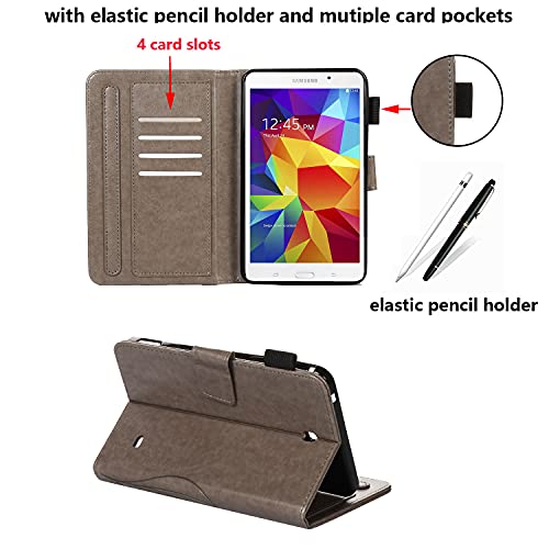 Uucovers Case For Samsung Galaxy Tab 4 7.0 & Nook 7.0" 2014 Cover (Sm-T230/ Sm-T230Nu/ T231/T235), Embossed Pu Leather Magnetic Folio Stand Tpu Wallet With Pocket Cards Holder, Gray Butterfly Flower #TOP6