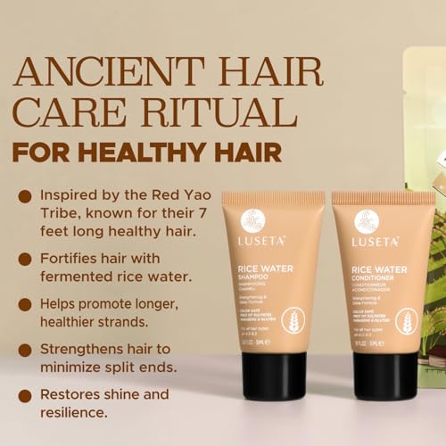 Image of Luseta Rice Water Shampoo and conditioner Set Strengthening & Nourishing Revitalizes Shine for All Hair Types Hydrating & Frizz Control for Women and Men 1.01oz*2