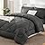 CozyLux Queen Bed in a Bag 7-Pieces Comforter Sets with Comforter and Sheets Dark Grey All Season Bedding Sets with Comforter, Pillow Shams, Flat Sheet, Fitted Sheet and Pillowcases