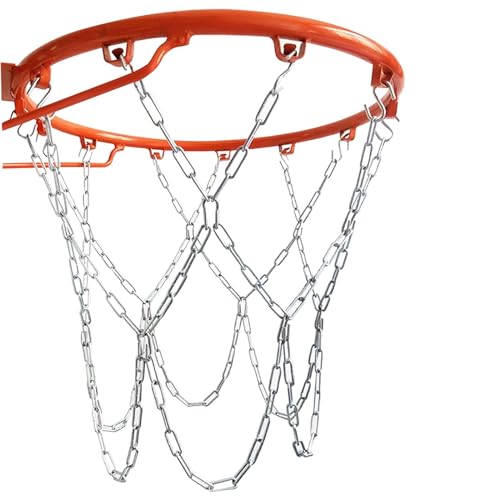 Red de Baloncesto Cadenas, Red de Baloncesto Metal con 12 Gancho en S, Red de Baloncesto Resistente Exterior, Red de Baloncesto de Repuesto para Cancha de Baloncesto Cubierta