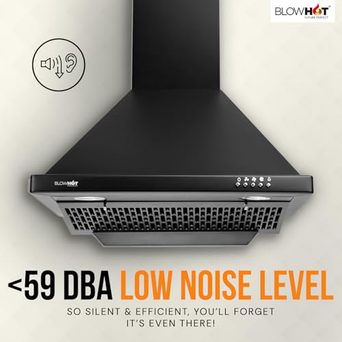 Image of BLOWHOT 60 cm 1200 m /h Airflow Kitchen Chimney, 3 Speed Push Control Filterless Technology, LED Lights, 10-Year Motor Warranty by Blowhot - EVA S BPC