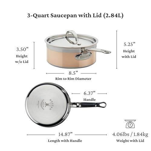 Image of Hestan - CopperBond Collection - 100% Pure Copper Sauce Pan, Induction Cooktop Compatible, 3 Quart