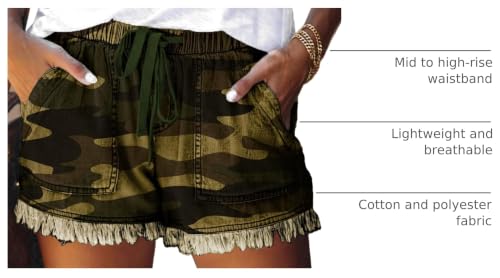 Image of YOCUR Womens Lightweight Shorts Casual Baggy Trendy Hot Pants Elastic Waist Drawstring Comfy Shorts