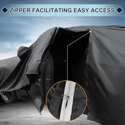 Image of Black Heavy Duty Waterproof Car Cover for SUV 191 inch-199 inch - All-Weather UV Protected Outdoor Full Exterior Cover with Sun /Snow /Rain Resistance
