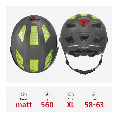 Foto von ABUS Stadthelm Hyban 2.0 ACE - Fahrradhelm mit Visier, Licht und ABS-Hartschale - für Damen und Herren - Grau (titan), Größe XL