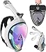 Aleoron - Full Face Snorkel Mask Foldable UV Easybreath - 2.0 Panoramic 180 Seaview Snorkeling Mask with Action Camera Mount – Scuba Mask Anti Fog for Adults & Youth (Women & Men)